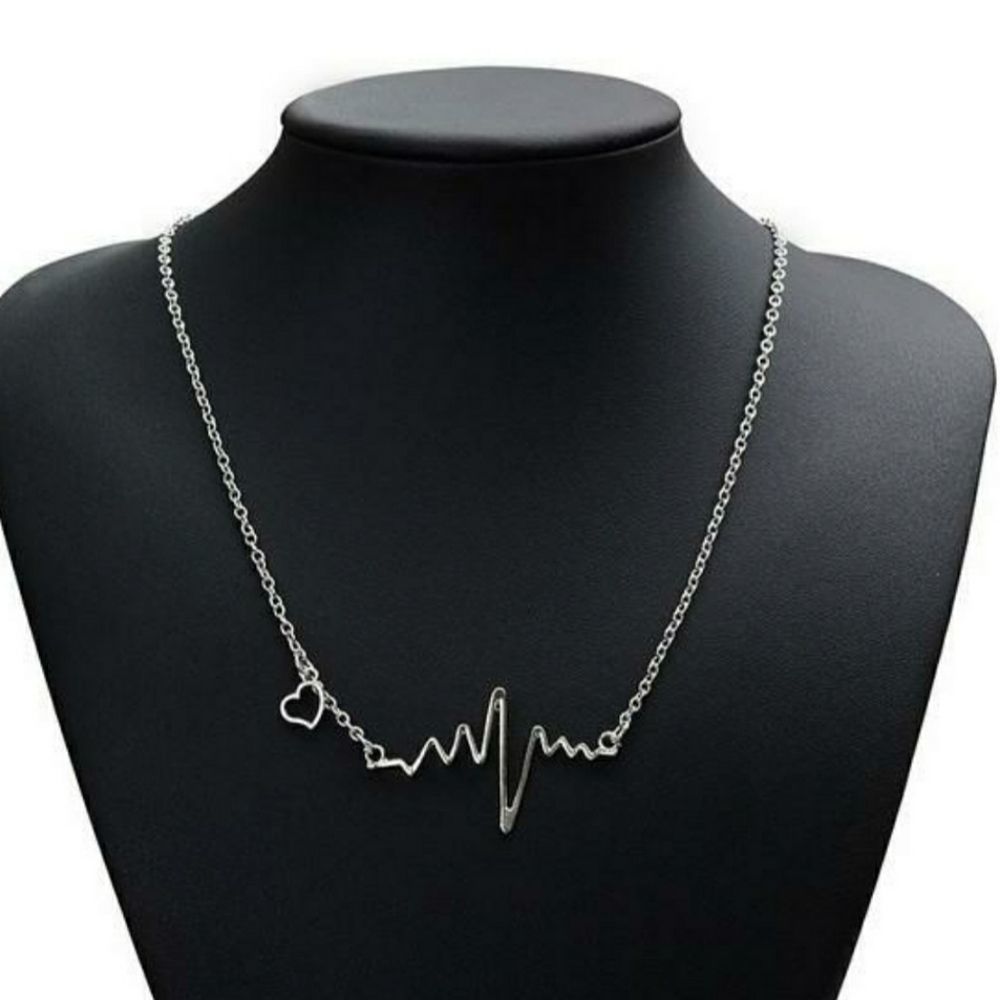 Heartbeat & Love Cardiograph Necklace New